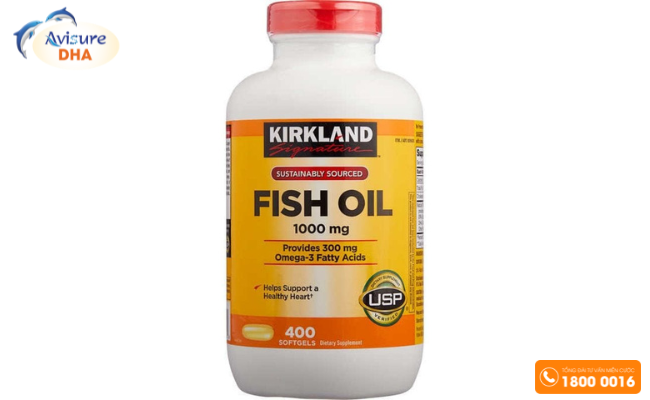 Dầu cá bổ mắt từ Mỹ Omega 3 Fish Oil 1000mg Kirkland
